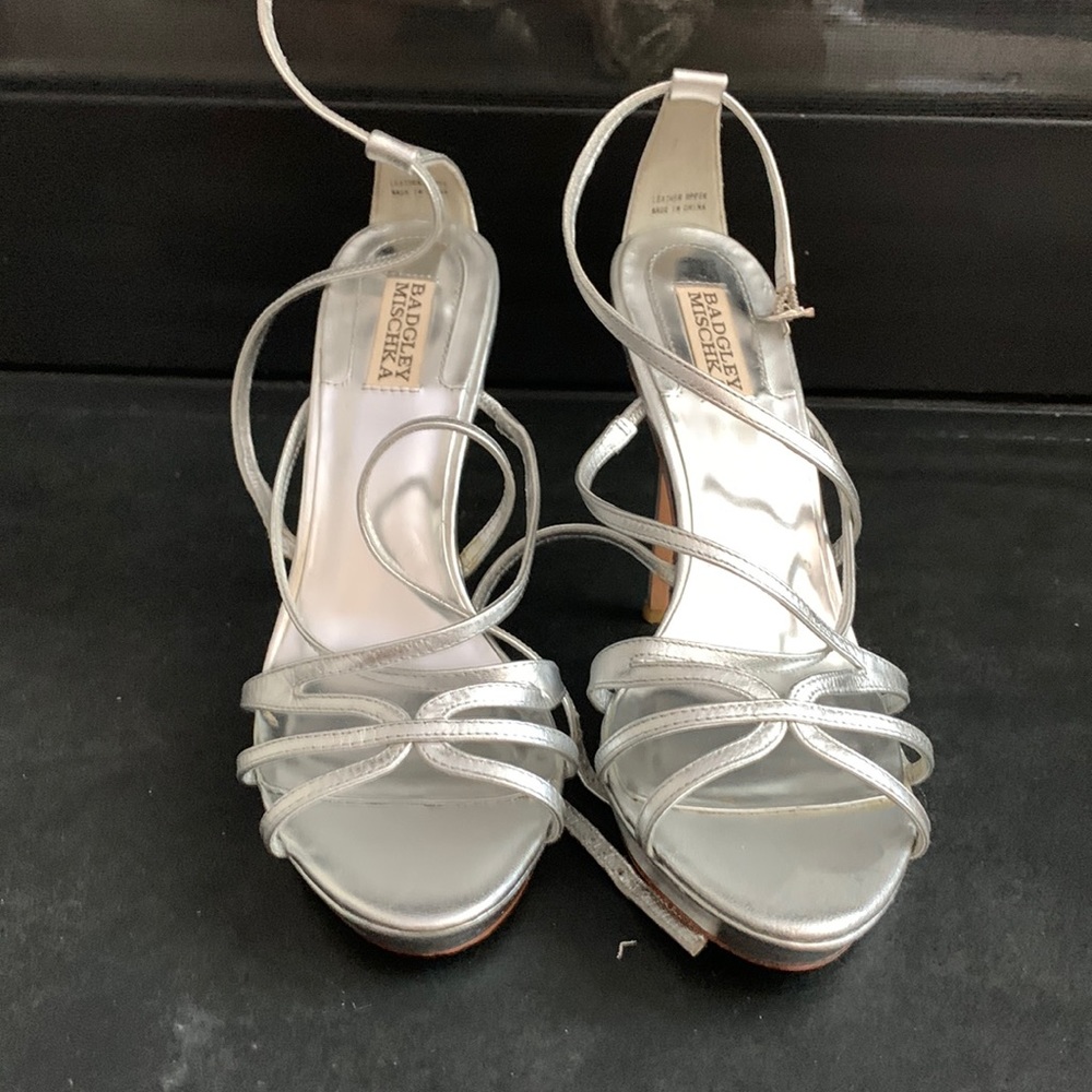 Baffles Mischka sz 10m leather step stiletto